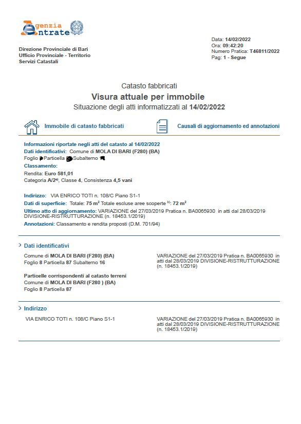 Visura Catastale per Immobile